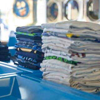 A stack of folded shirts