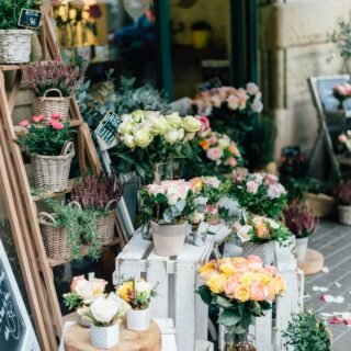 Fresh flowers outside a flower shop