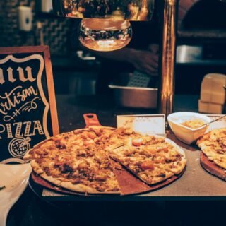 Freshly baked pizzas