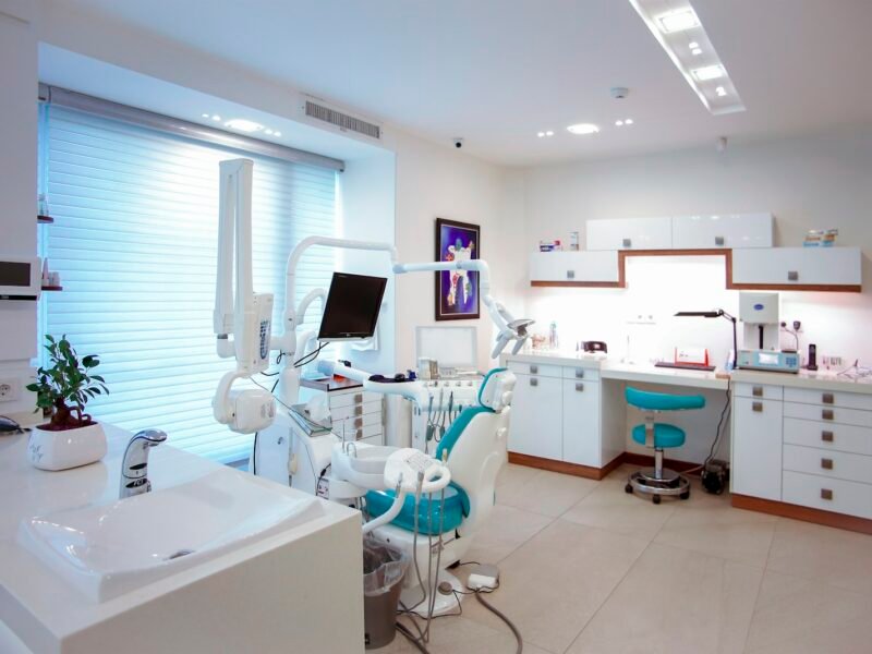 Modern dental surgery with chair and equipment