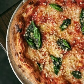 Pizza on a metal pan