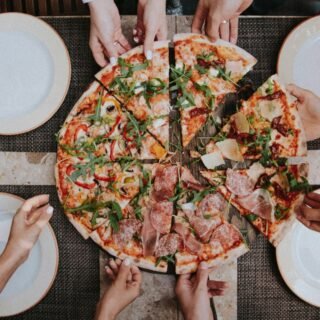 Pizza on a white plate