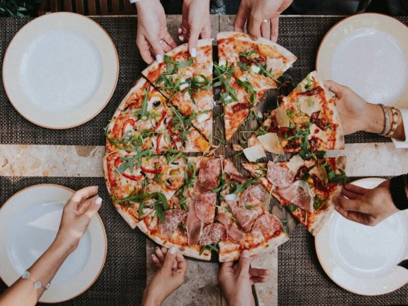Pizza on a white plate