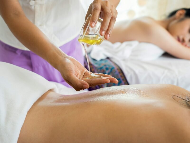 Relaxing on a massage table