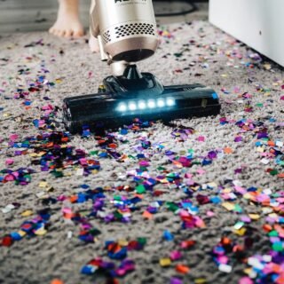 Vacuuming a carpet